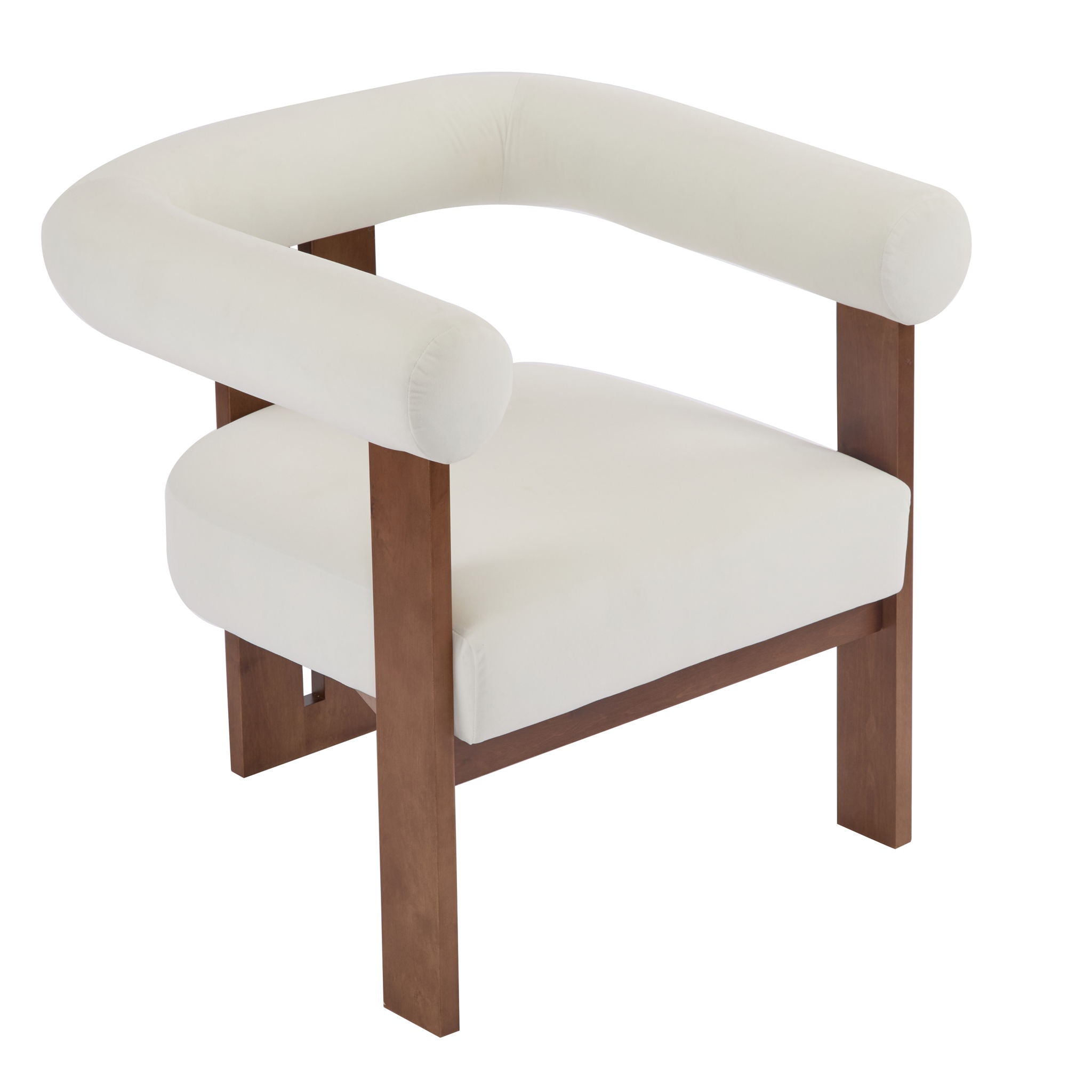 Modern Upholstered Round Arm Accent Chair With Upholstery