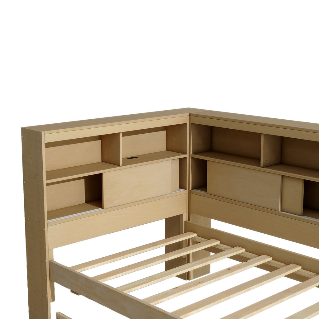 Daybed With Storage Shelves, USB Charging, And Trundle Bed