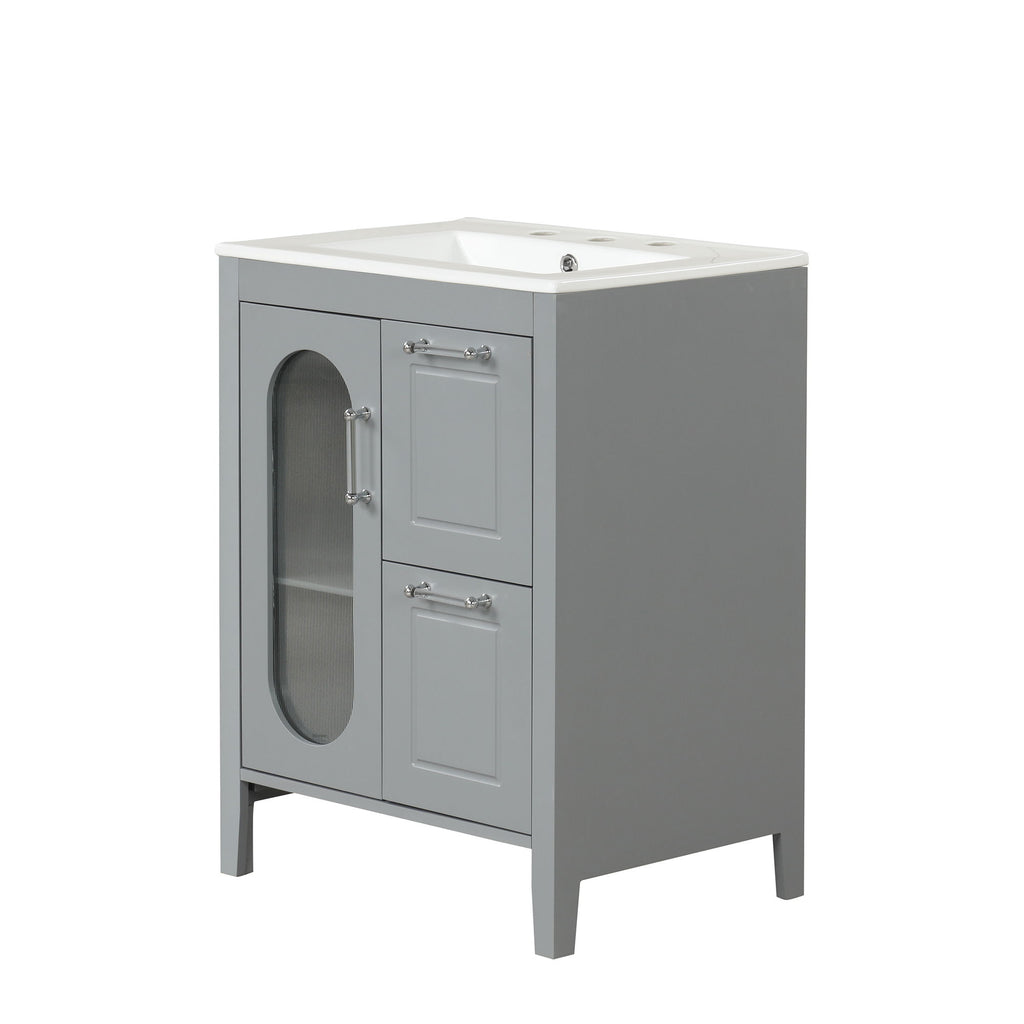 Modern Bathroom Vanity With Sink, Cabinet With 2 Drawers And Door, Adjustable Shelf