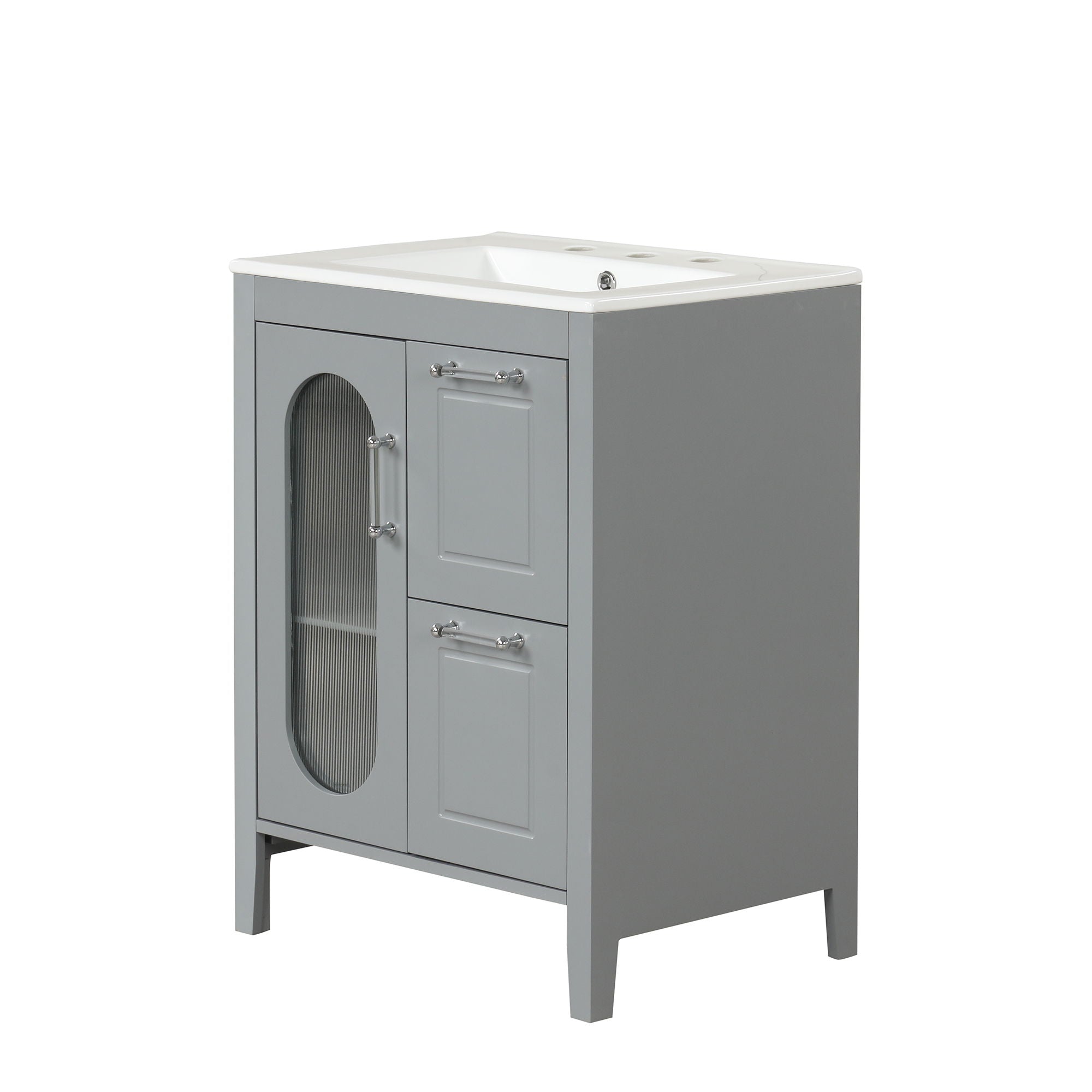Modern Bathroom Vanity With Sink, Cabinet With 2 Drawers And Door, Adjustable Shelf