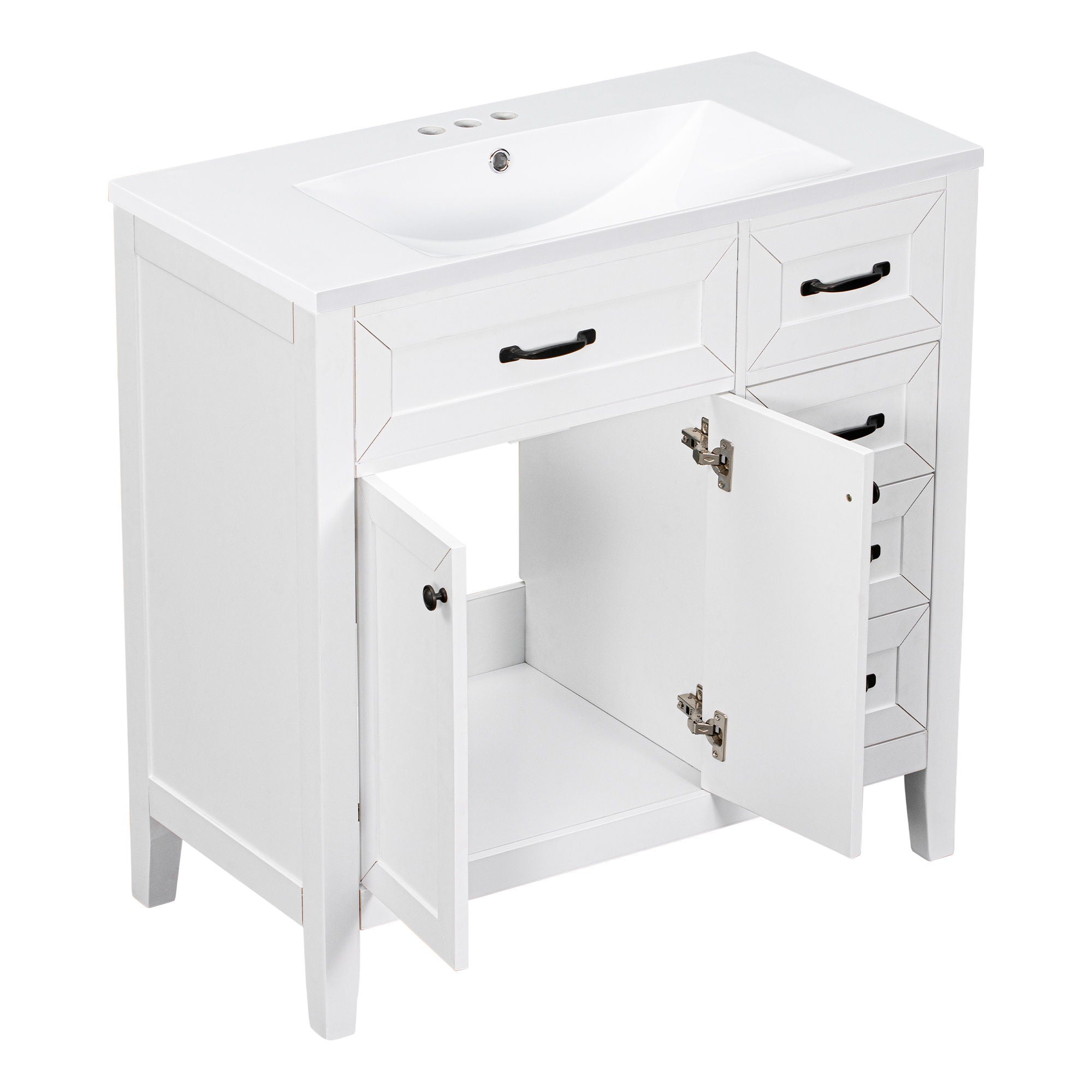 Modern Bathroom Vanity With Sink, Freestanding With Drawers And Doors