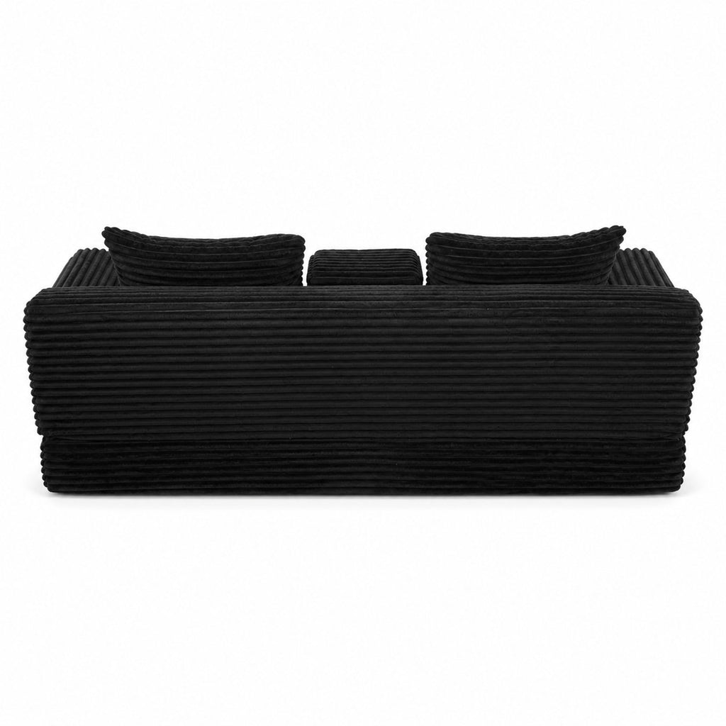 Soft Striped Convertible Sofa Bed, Dual Use Lounge Couch With Cup Holders And Pillows