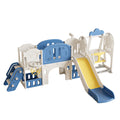 Oddler Slide Kids Slide For Toddlers, Playground With Basketball Hoop, Extra Long Aisle, Strong Swing - Blue / Yellow
