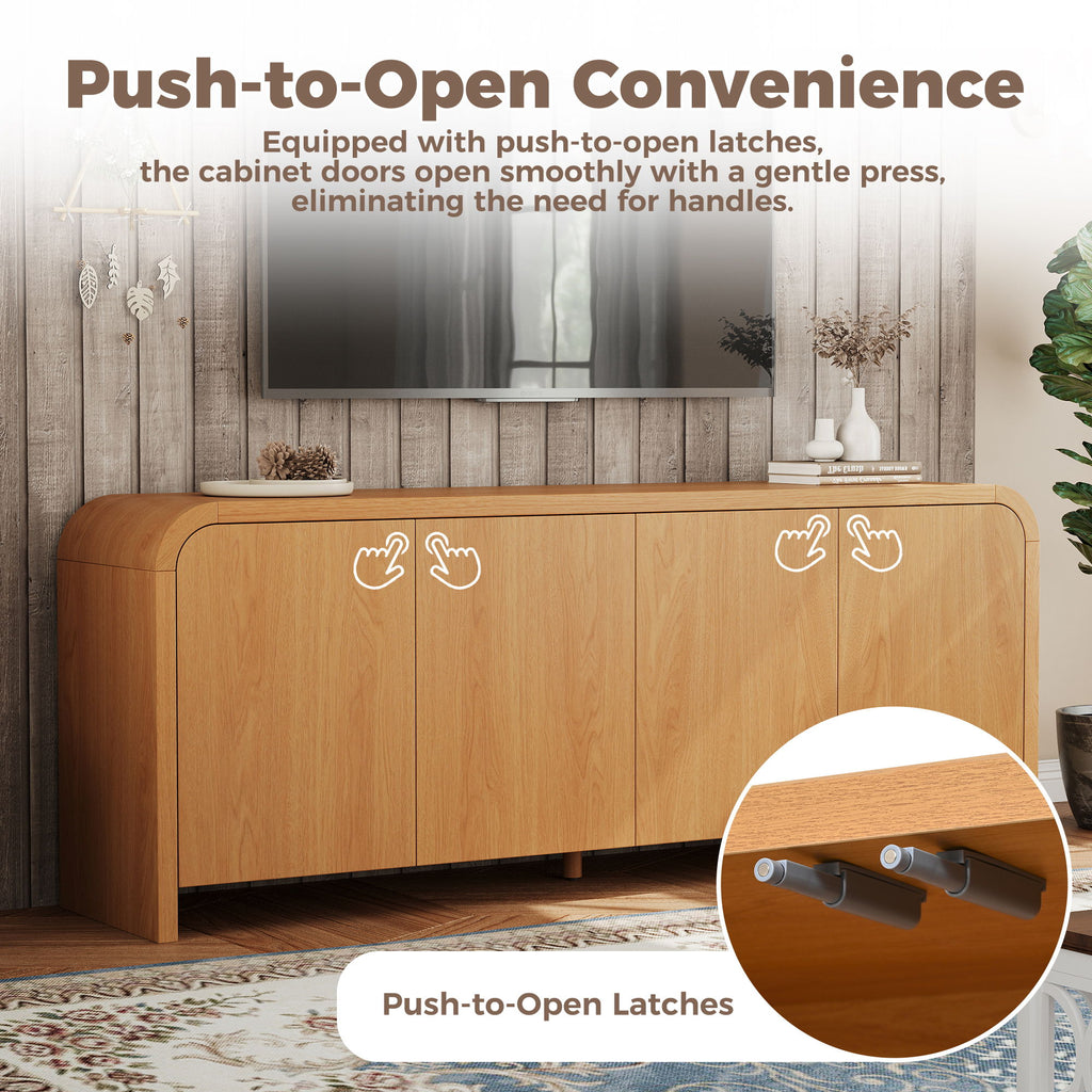 Curved Edge TV Stand With Large Cabinets