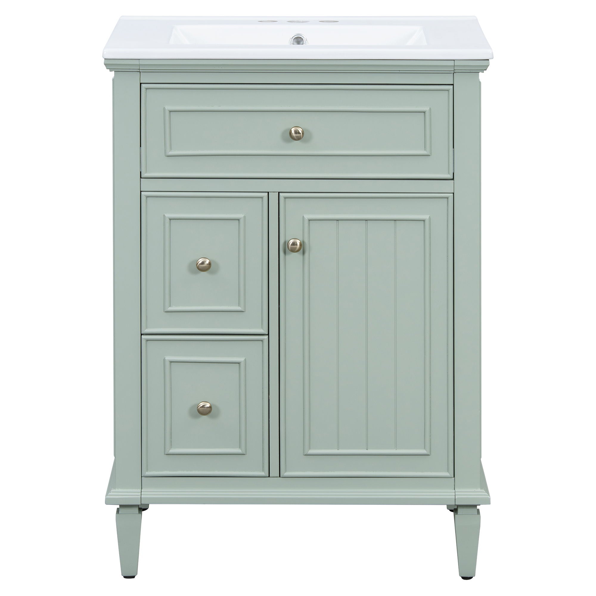 Modern Bathroom Vanity With Sink, Adjustable Shelf, 1 Flip Drawer & 2 Drawers