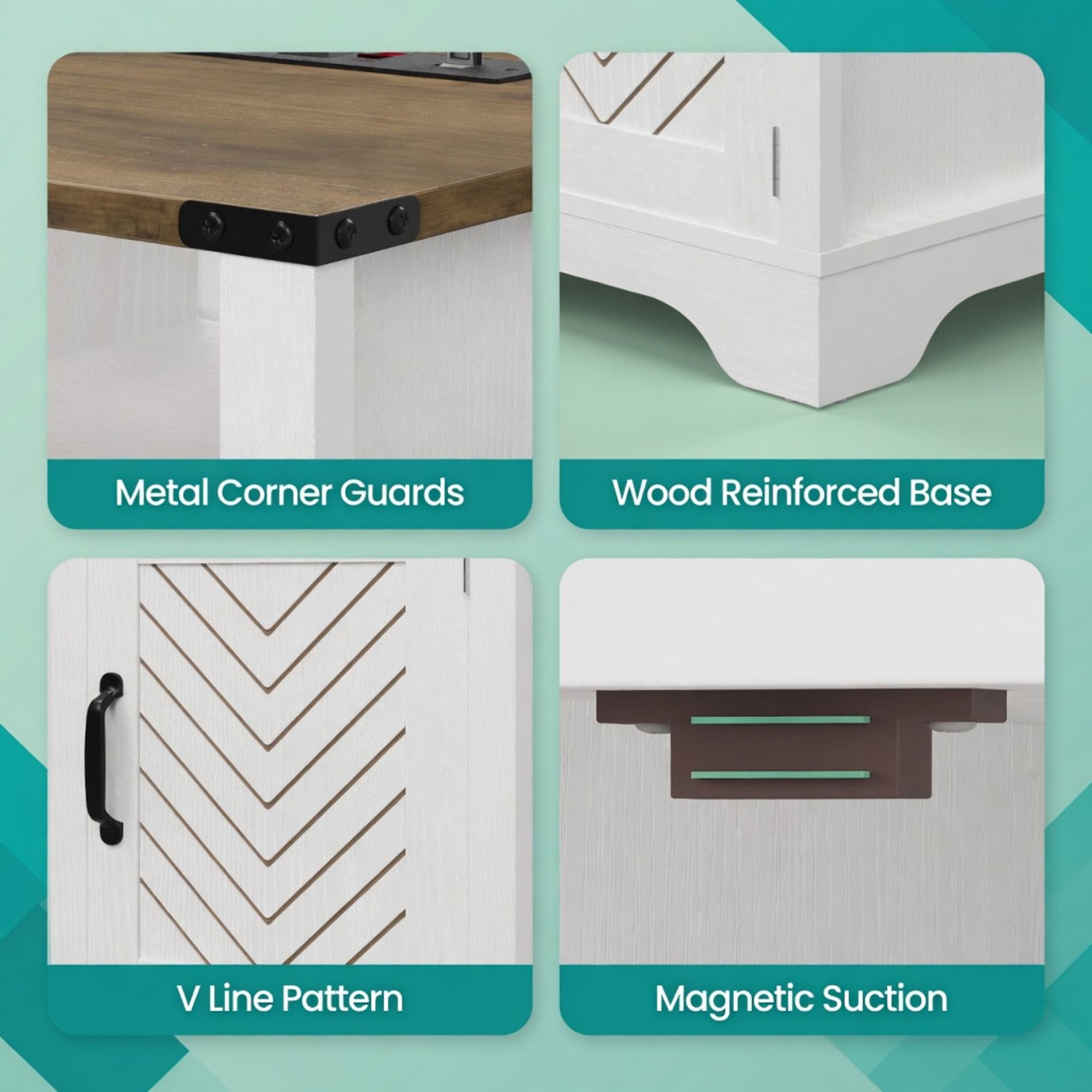 Farmhouse Nightstand With Charging Station & Storage