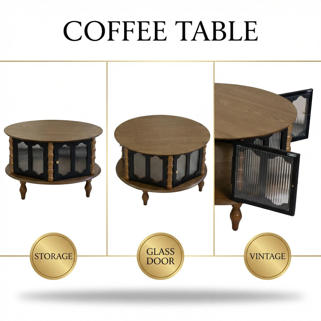 Round 3 Door Storage Coffee Table For Living Room