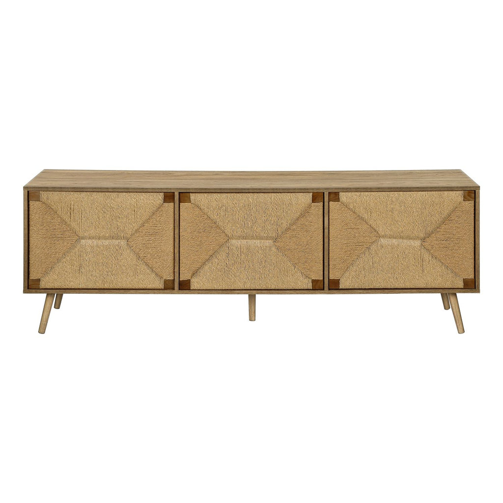 TV Stand, Storage Cabinet Console With Adjustable Shelf And Cable Management - Walnut