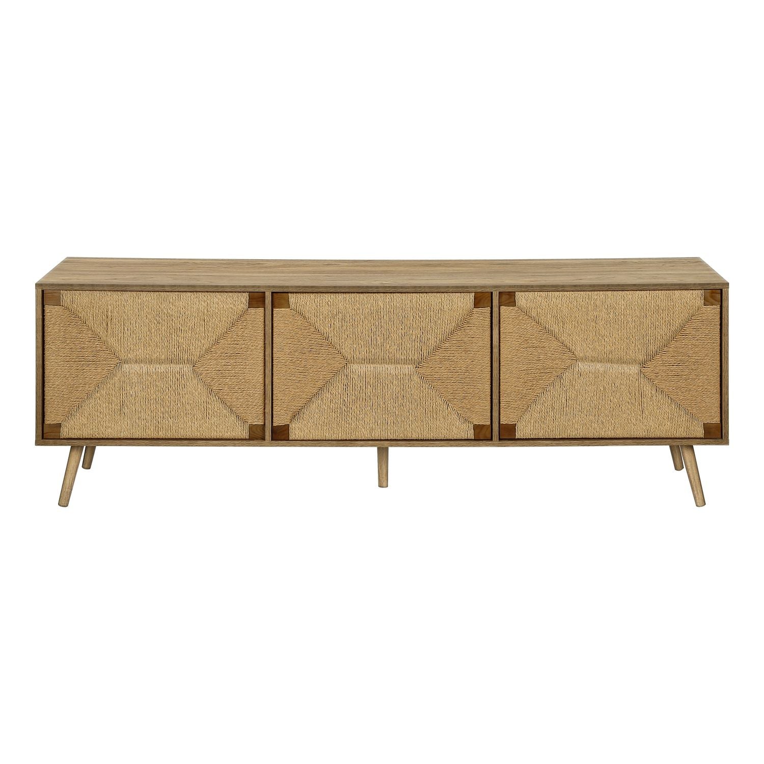TV Stand, Storage Cabinet Console With Adjustable Shelf And Cable Management - Walnut