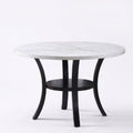 Round Dining Table With Open Bottom Shelf - Black / White