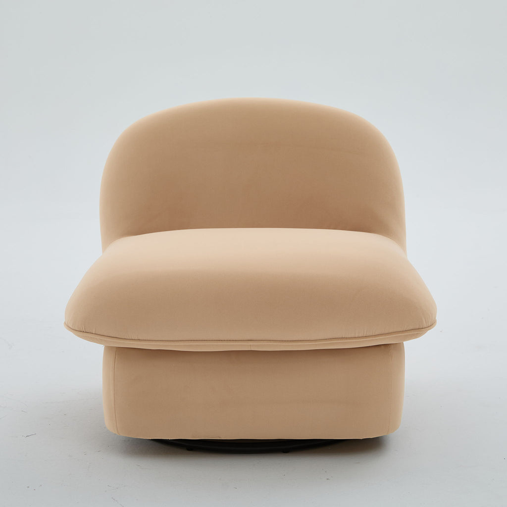 Pumpkin Shaped Swivel Accent Chair, 360 Degree Rotation For Living Room