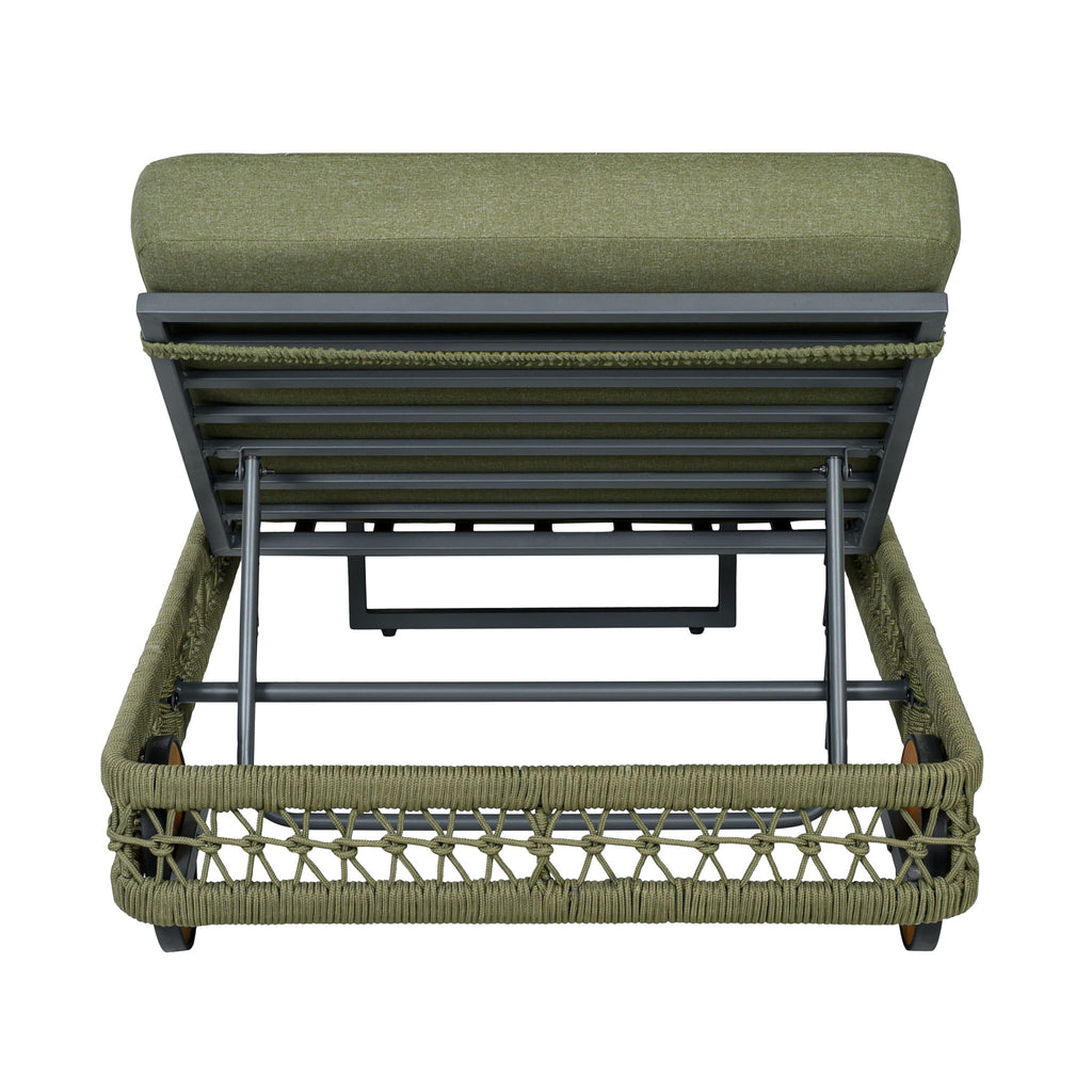 Outdoor Chaise Lounge & Wheels, 5 Position Adjustable Backrest