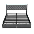 Floating Bed Frame With Rgb LED Light, 2 Storage Drawers & Headboard Shelf