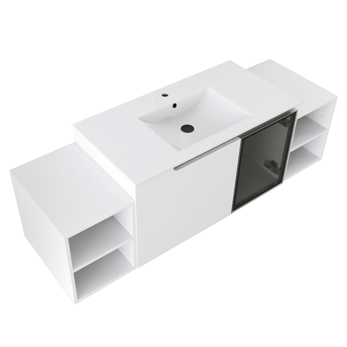 Wall Mounted Bathroom Vanity With Sink, Cabinet & Half Door