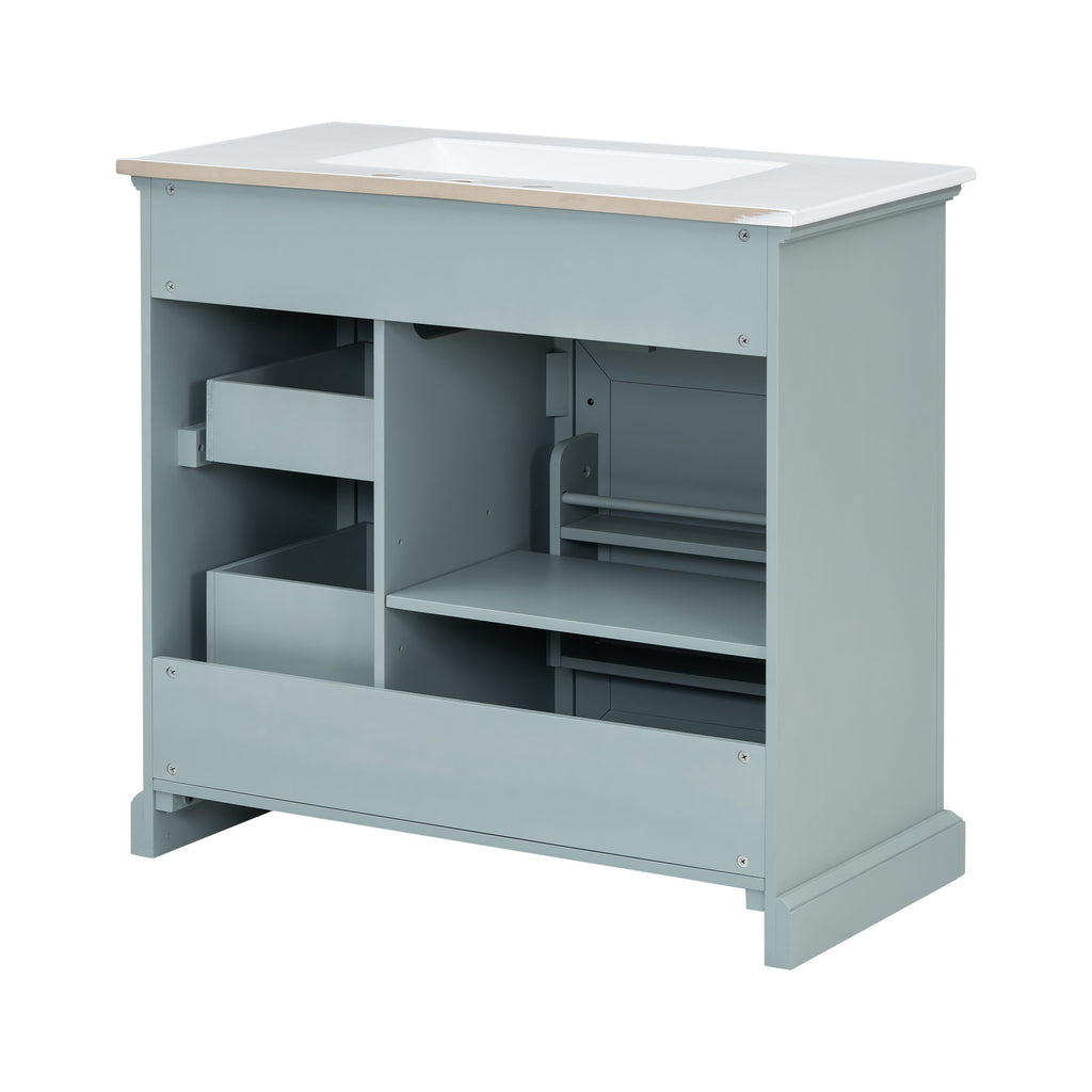 Bathroom Vanity With Sink, 2 Tip Out Drawers, Soft Close Hinges - Gray