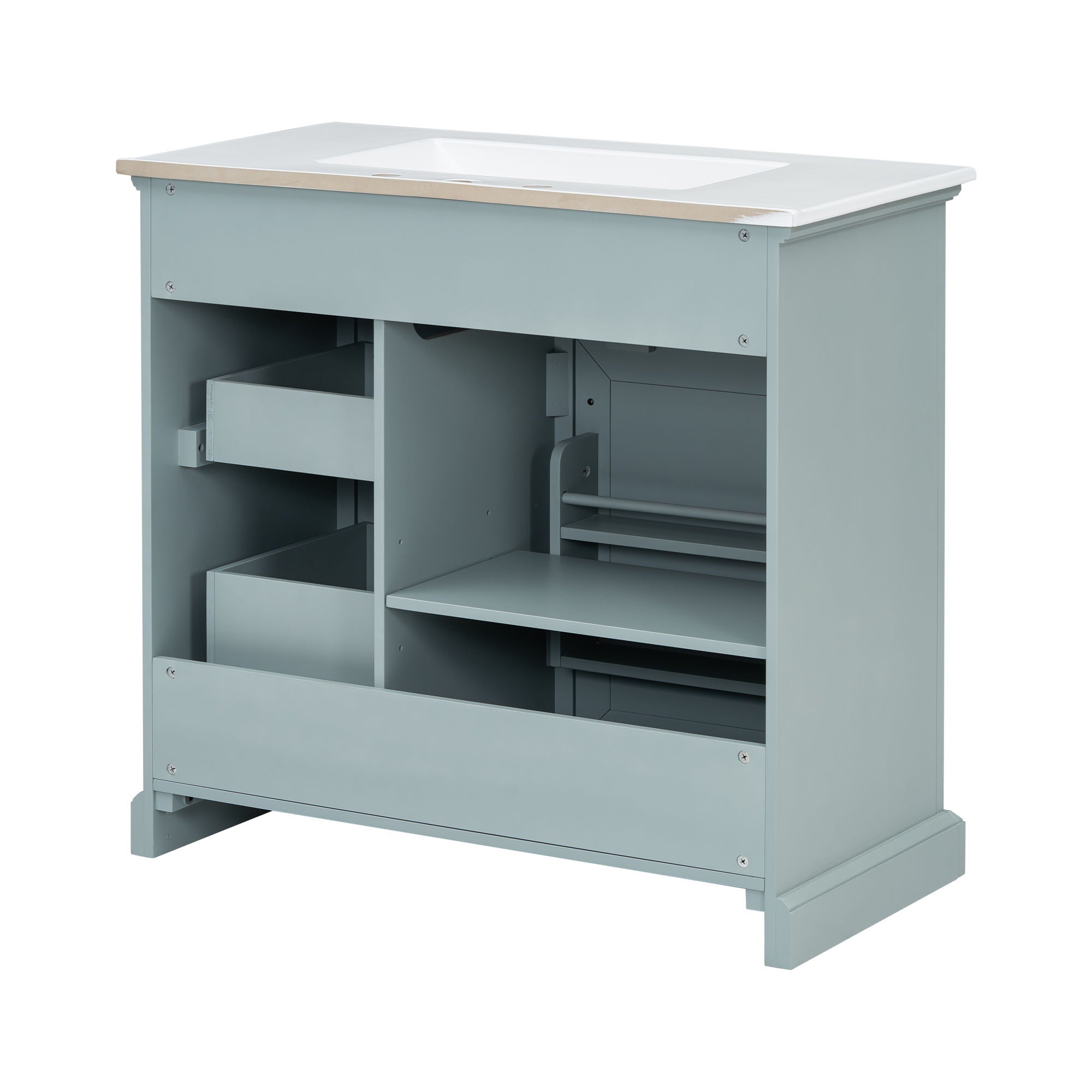 Bathroom Vanity With Sink, 2 Tip Out Drawers, Soft Close Hinges - Gray