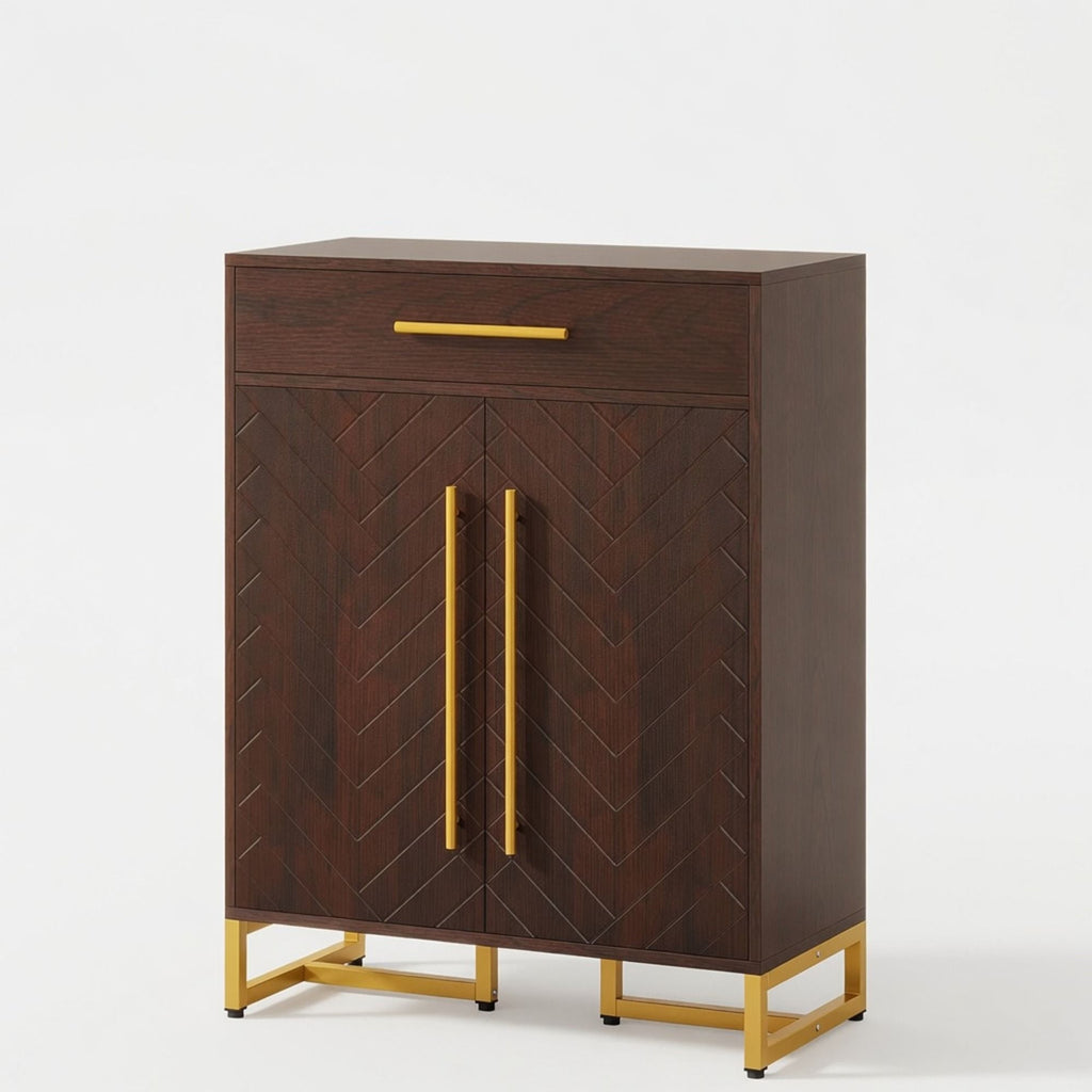 Shoe Cabinet With Doors, 6 Tier Storage Organizer - Dark Walnut