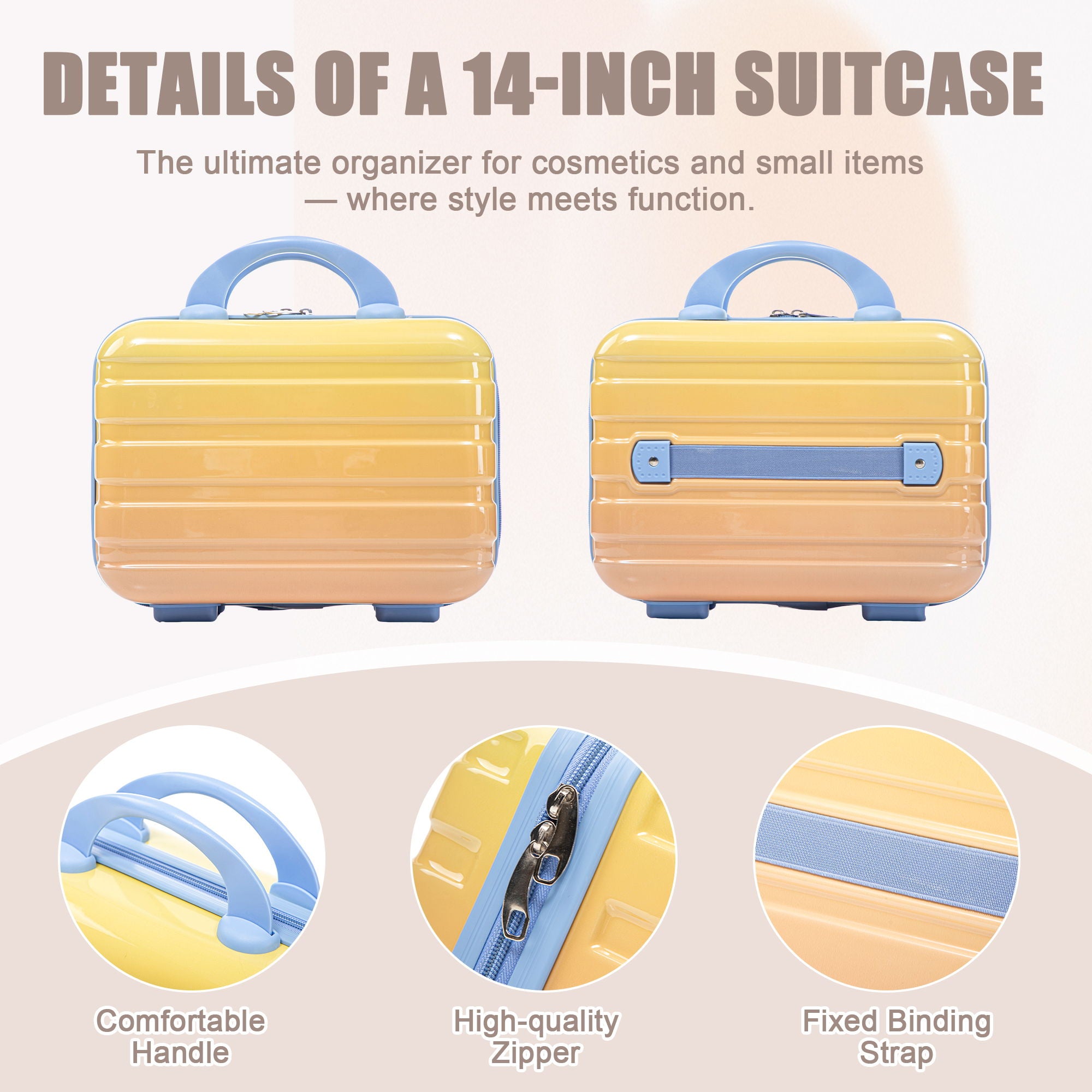 Luggage Set 14" / 20" With Combination Lock And Cosmetic Case