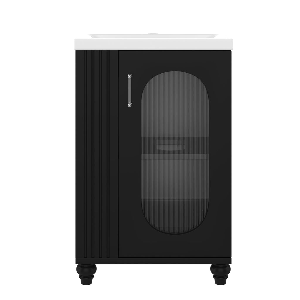 Modern Bathroom Vanity With Sink, Adjustable 2 Tier Shelf