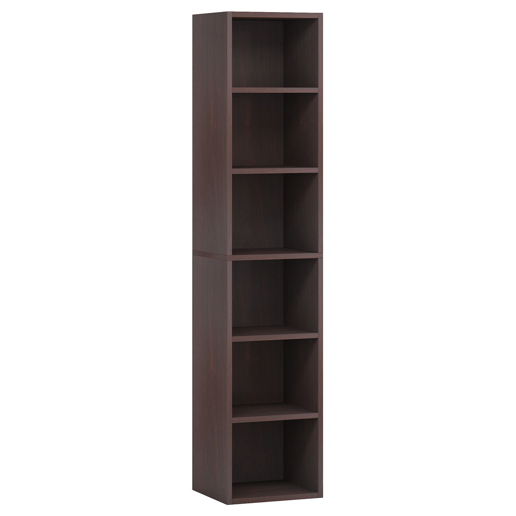 6 Tier Narrow Corner Cube Bookcase Storage, Freestanding Shelf With Open Cubes For Living Room