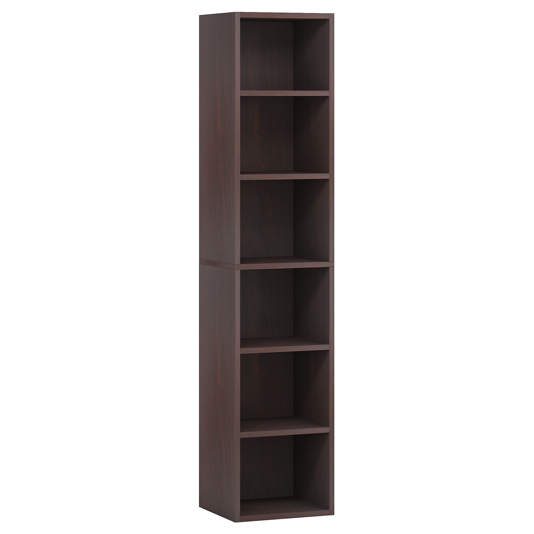 6 Tier Narrow Corner Cube Bookcase Storage, Freestanding Shelf With Open Cubes For Living Room