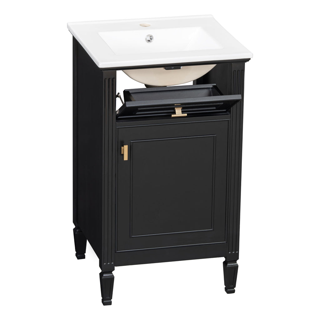 Bathroom Vanity With Sink, Adjustable Shelf, Tilt-Out Drawer