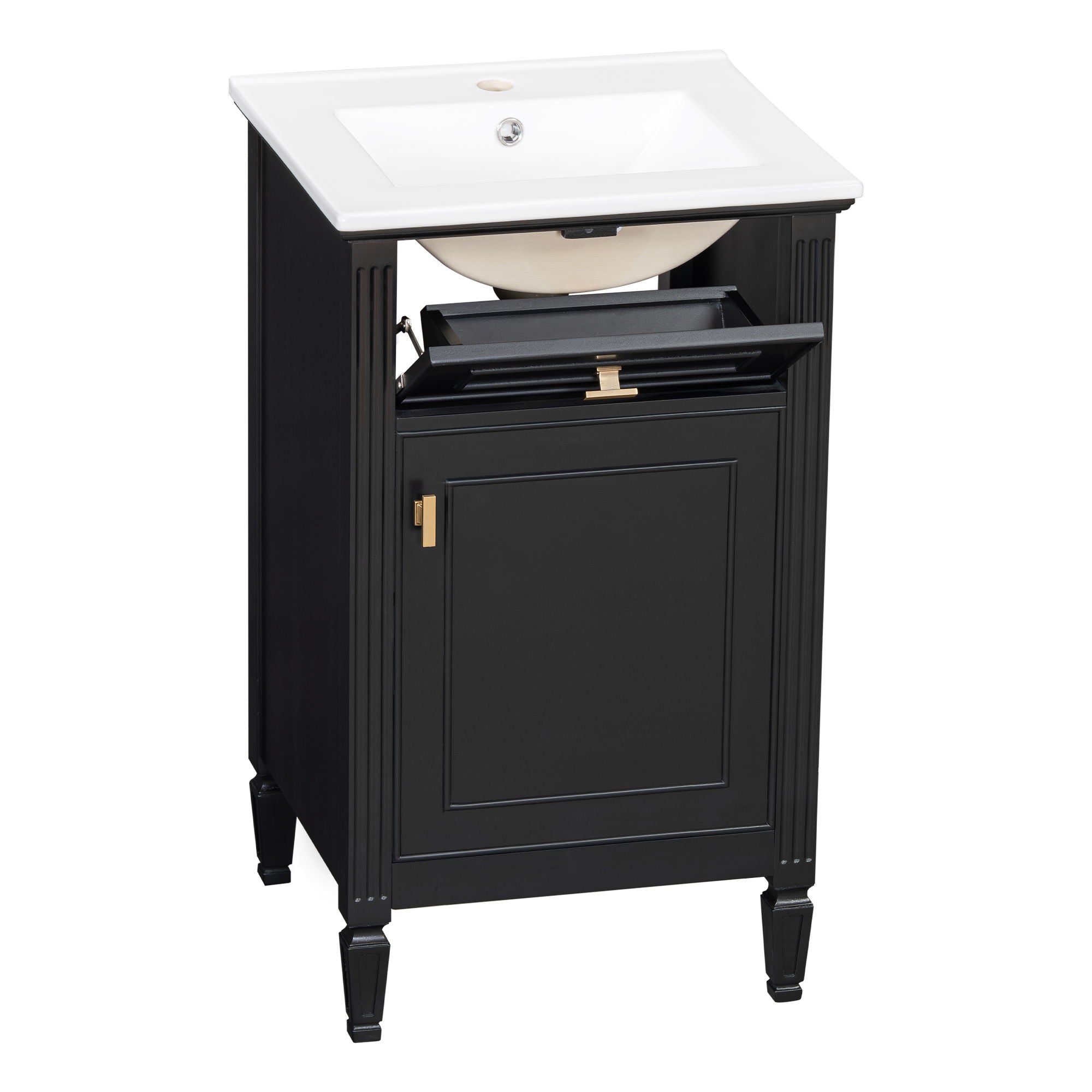 Bathroom Vanity With Sink, Adjustable Shelf, Tilt-Out Drawer