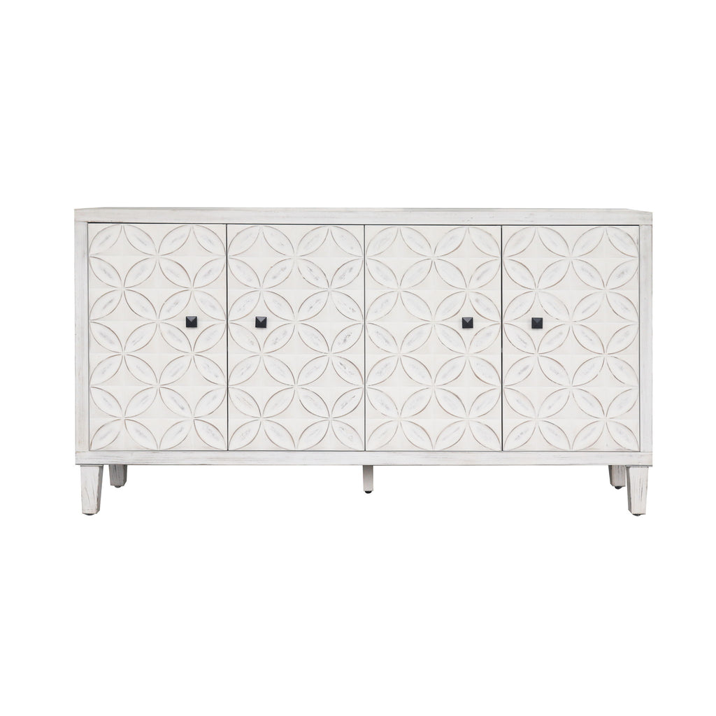 Accent Cabinet 4 Door Wooden Cabinet Sideboard Buffet Server Cabinet Storage Cabinet, For Living Room, Entryway, Hallway, Office, Kitchen And Dining Room - White Wash
