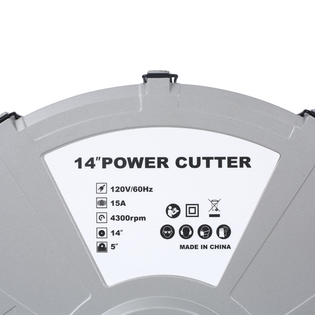 Portable Electric Corded Circular Concrete Saw 14" Wet / Dry Cutter 2600W Green Steel With Water Line & Guide Roller - Green
