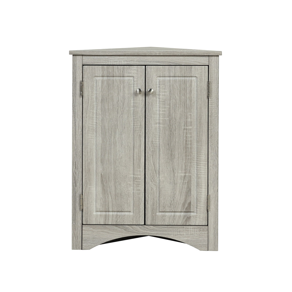 Triangle Bathroom Storage Cabinet With Adjustable Shelves, Freestanding Floor Cabinet - Oak