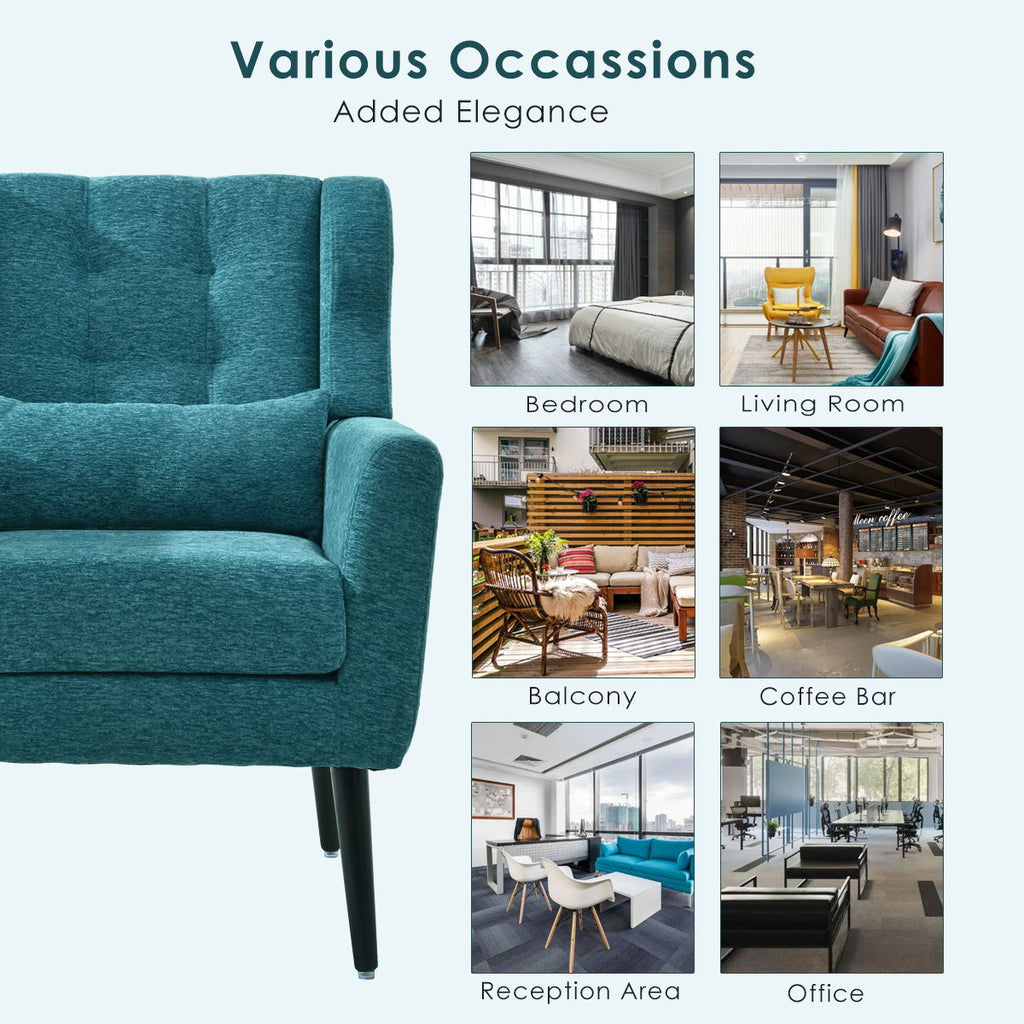 Modern Accent Chair Upholstered Foam Filled Living Room Chairs Comfy Reading Chair Mid-Century Modern Chair With Fabric Lounge Arm Chairs Armchair For Living Room Bedroom