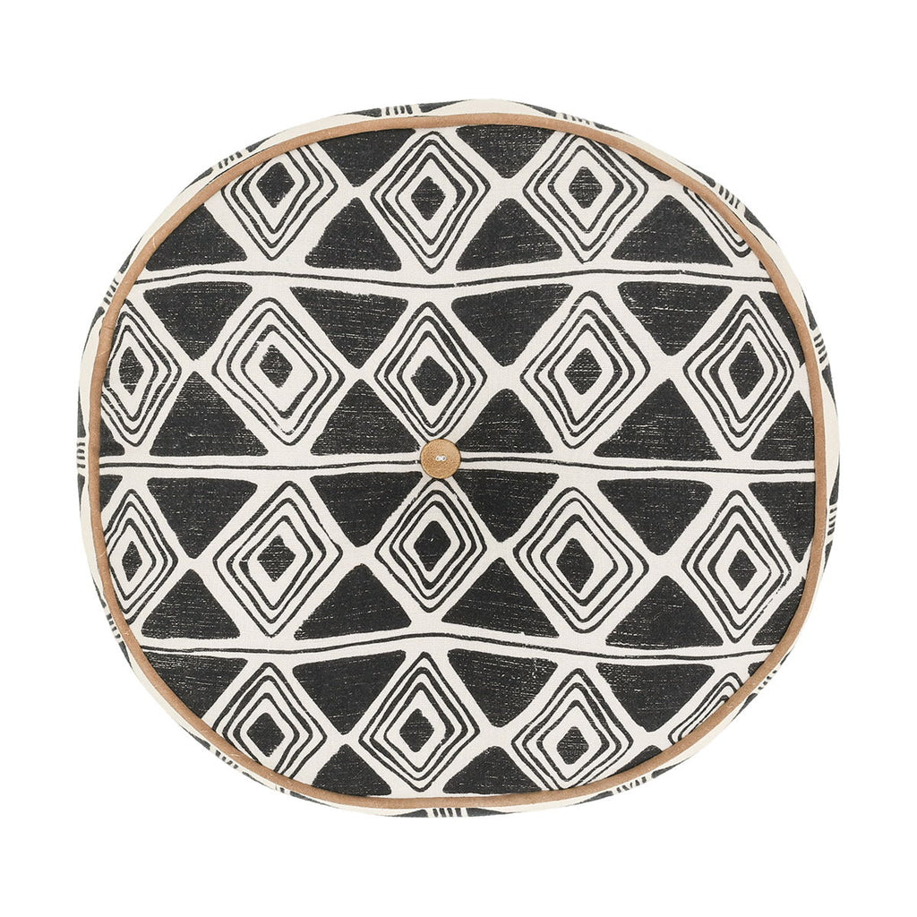 Nubia - 18" Round Pillow - Black / White