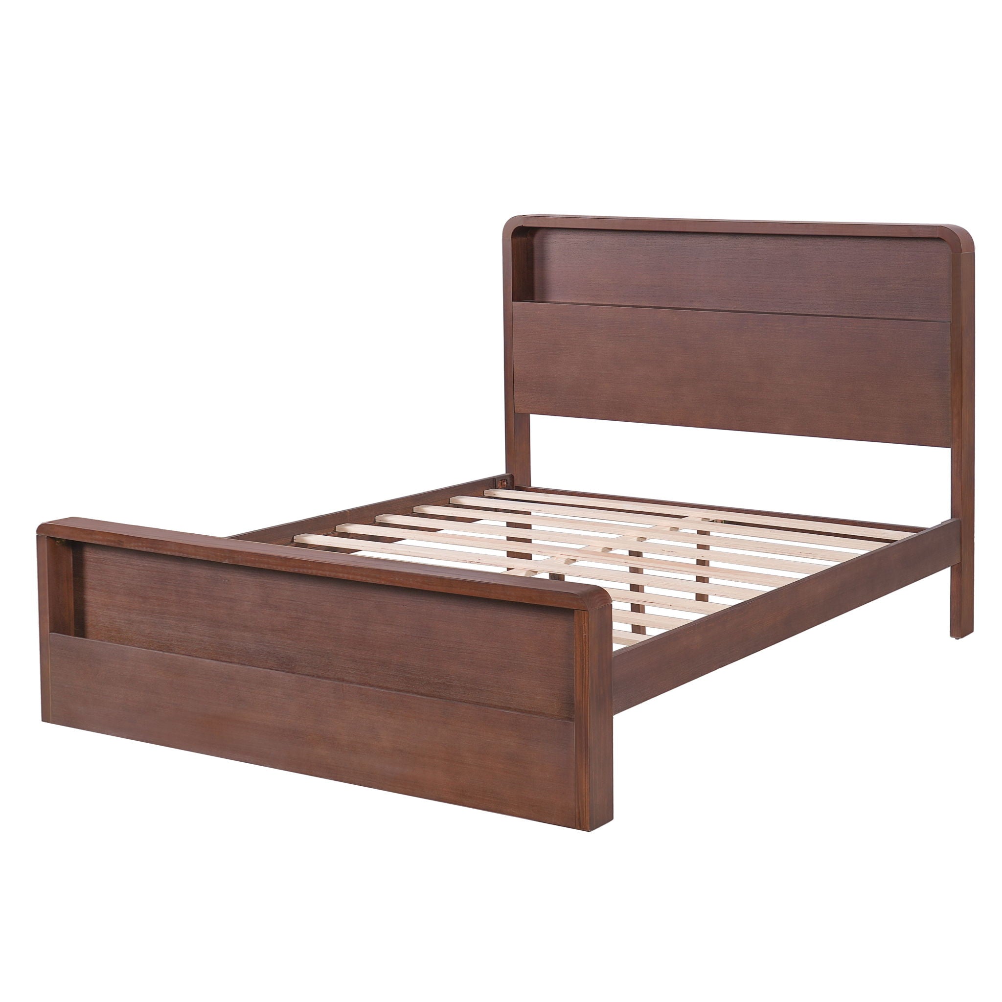 Bed Frame With Dual Open Storage Headboard And Footboard