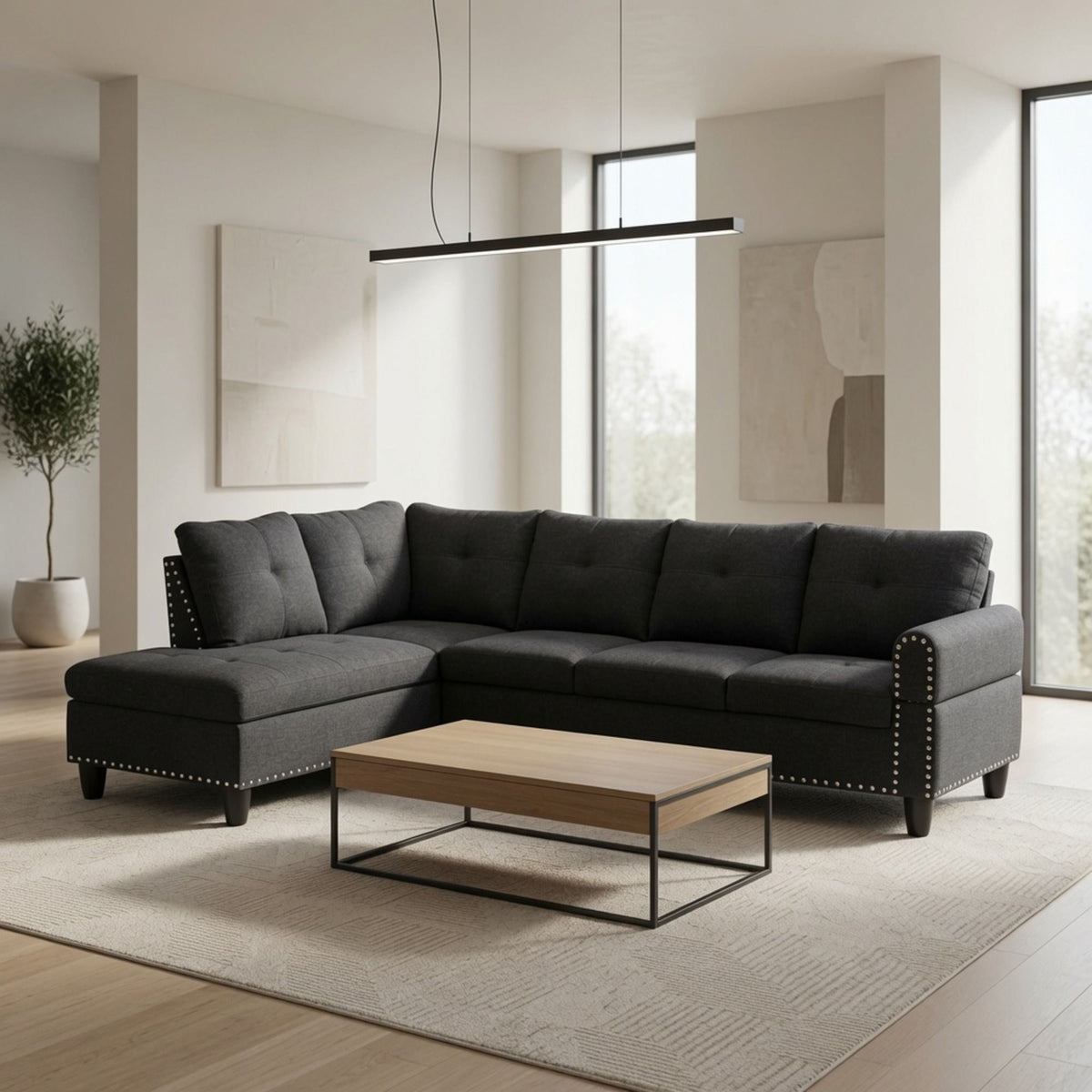 L - Shaped Sectional Sofa With Movable Left Chaise