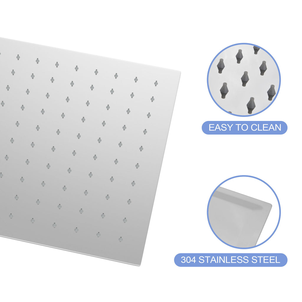 10" Square Rainfall Shower Head, Wall / Ceiling Mounted, Stainless Steel - Chrome