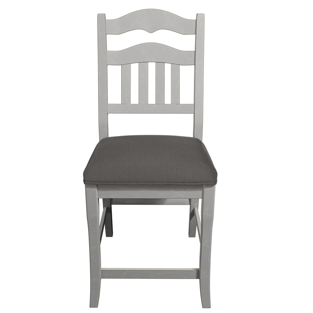 7 Piece Counter Height Dining Set With Storage Base And Ladder Back Chairs - Antique White / Gray