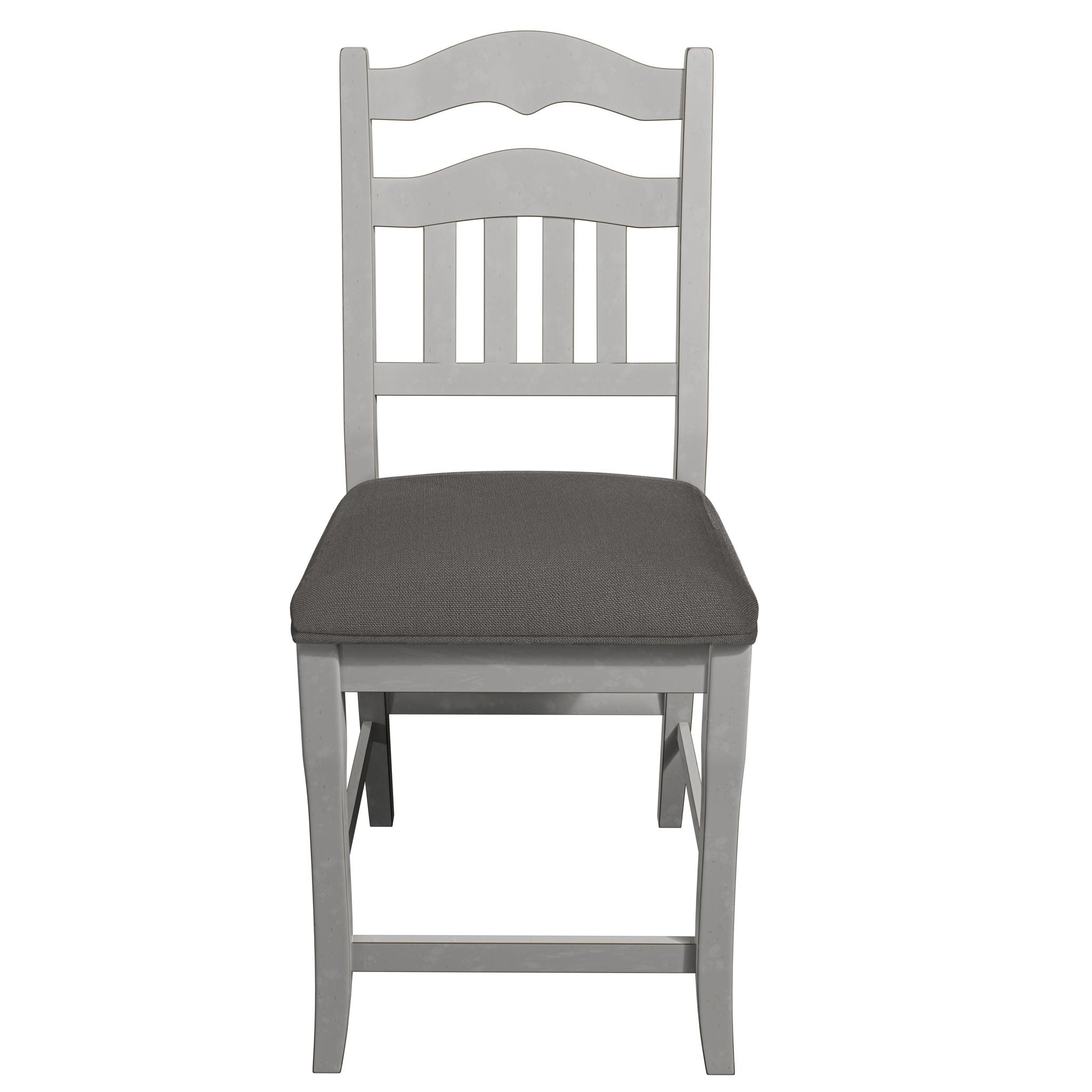 7 Piece Counter Height Dining Set With Storage Base And Ladder Back Chairs - Antique White / Gray