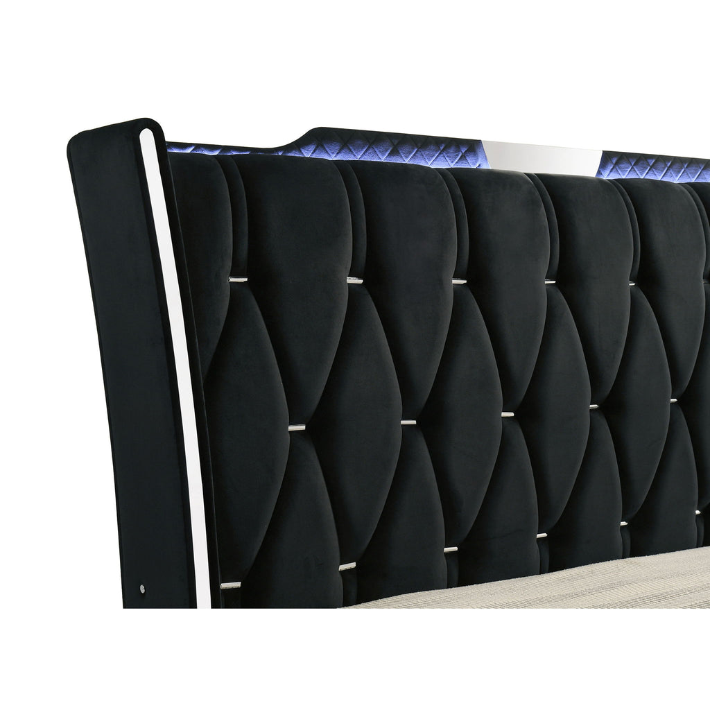 Bedroom Set With LED Lighting And Charging Nightstand