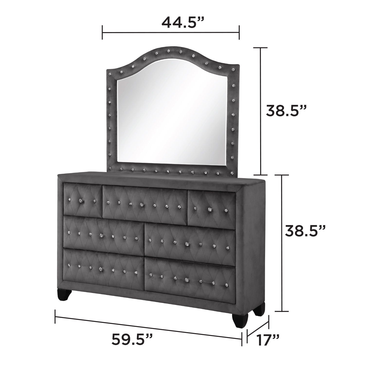 Sophia - 7 Drawer Dresser - Gray