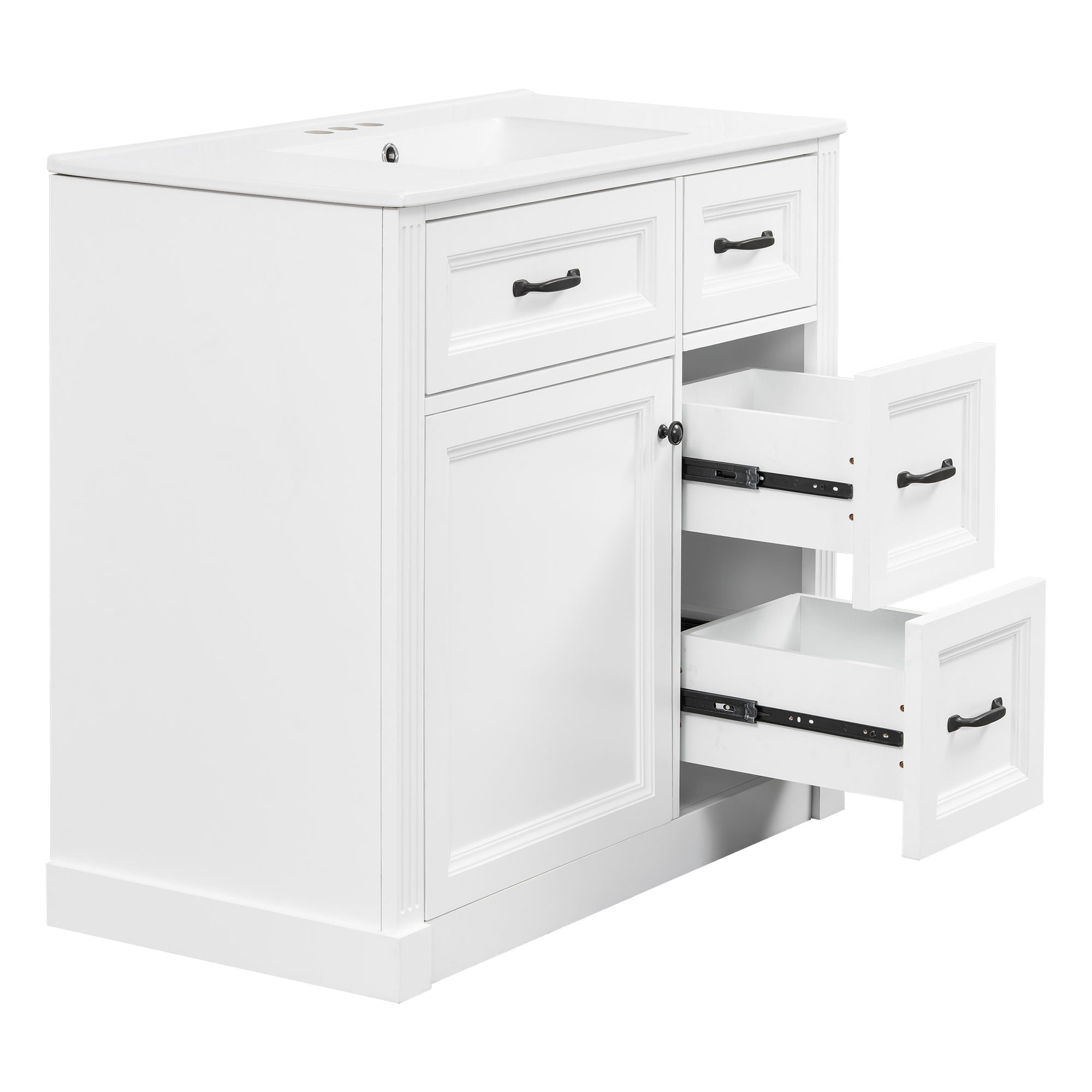 Modern Bathroom Vanity With Sink, 4 Drawers, Soft-Close Door, Adjustable Shelf