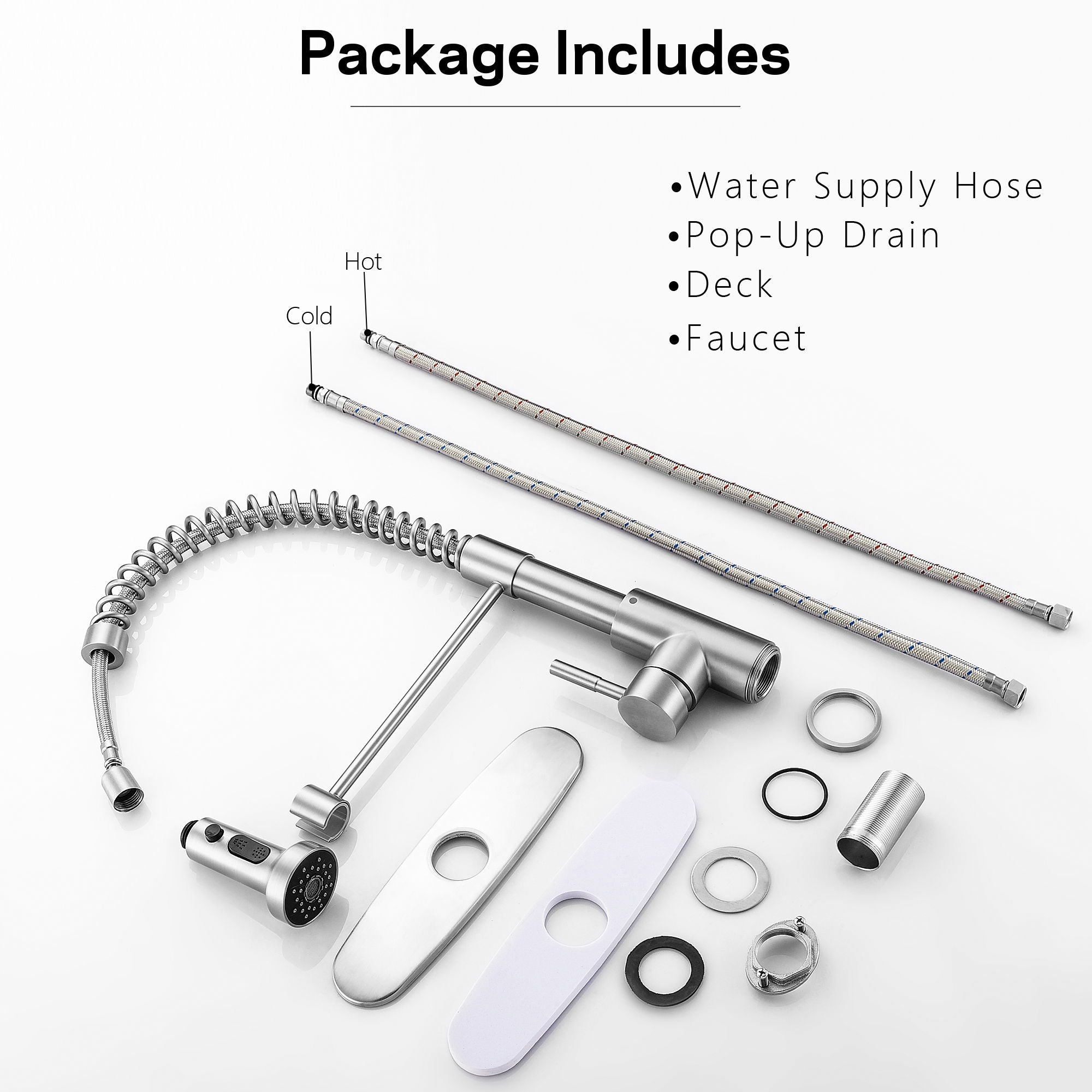 Kitchen Faucet With Pull Down Spray Head - Brushed Nickel