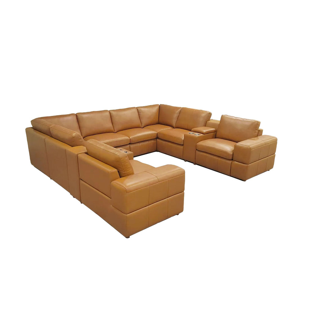 Upholstered Large Arms Sectional With Recliner Seats