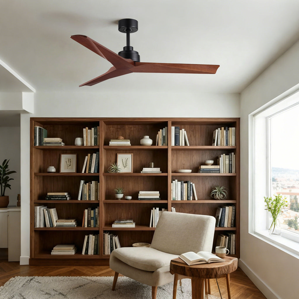 Ceiling Fan Without Light, DC Motor, No Light, Quiet Reversible Ceiling Fan For Living Room - Black