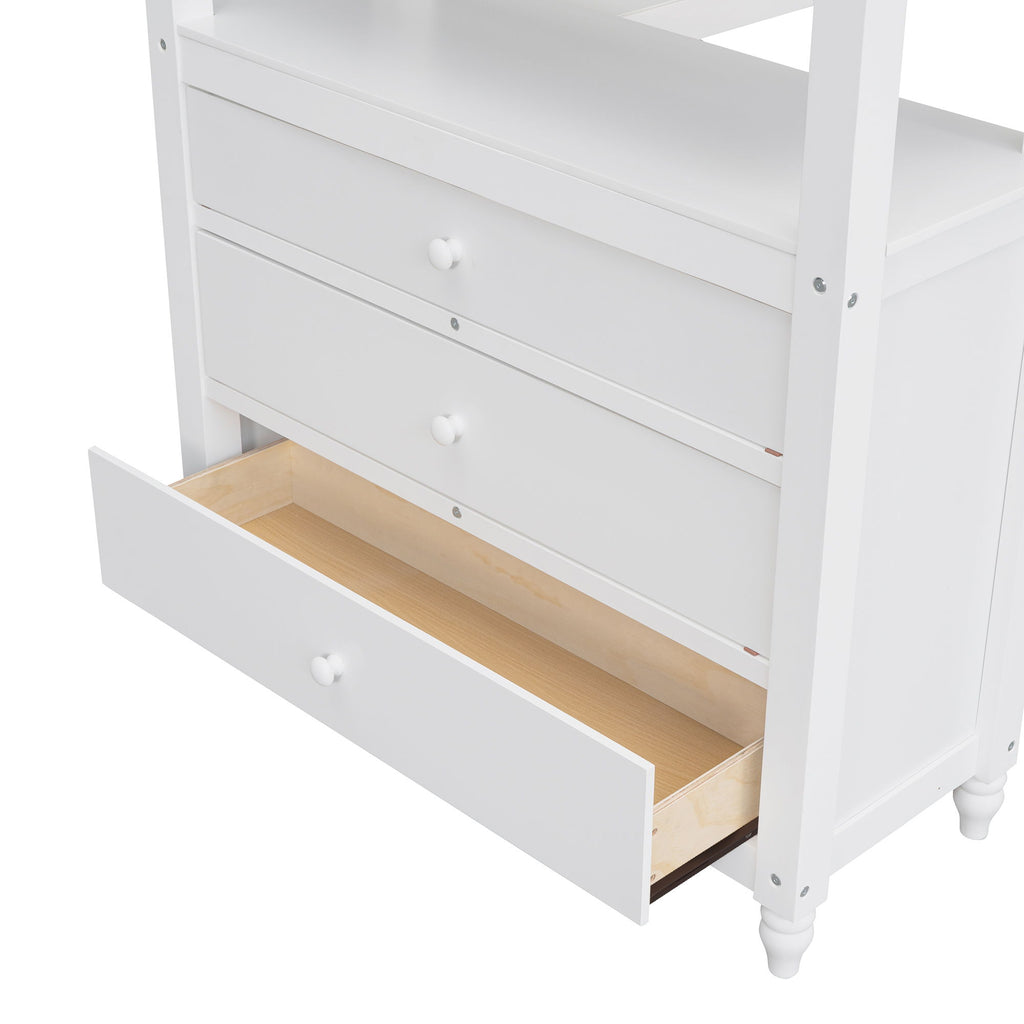 Loft Bed With Drawers With Desk And Shelves
