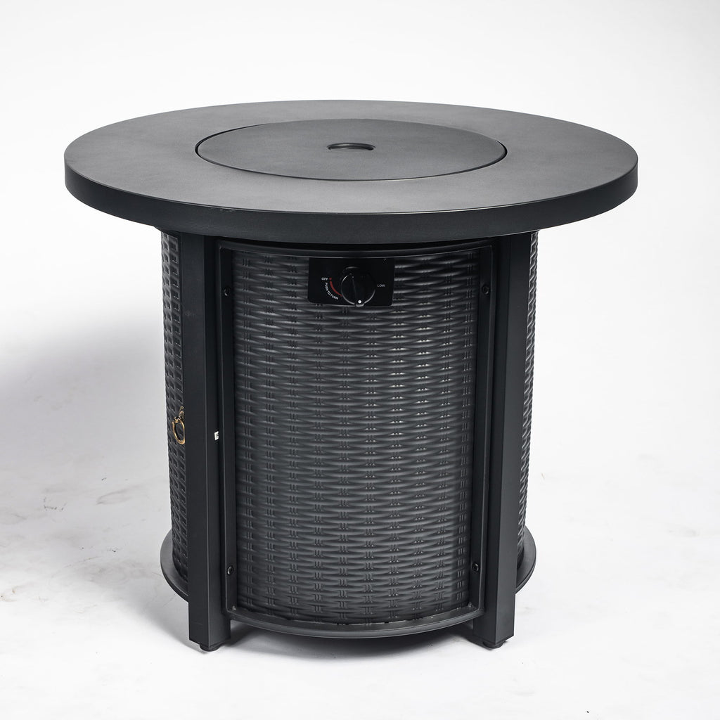 Propane Round 40000Btu Fire Pit Table - Black