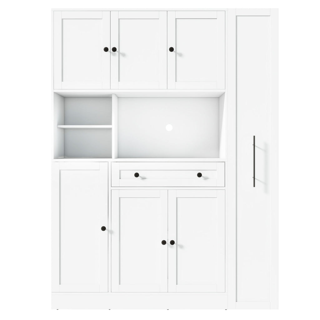 Large Kitchen Pantry Storage Cabinet Cupboard With Pull Out Side Cabinet