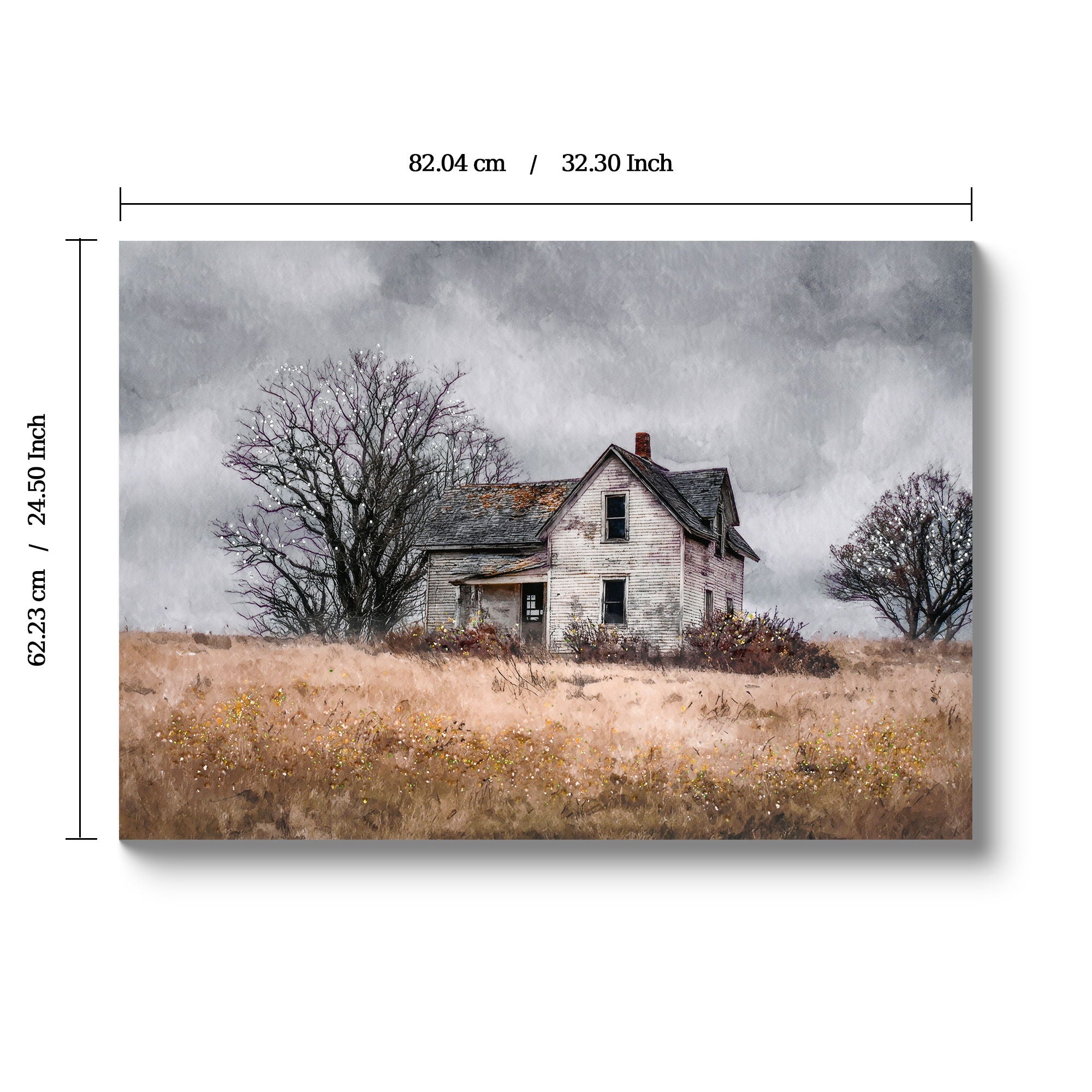 Framed Wall Art Barn Wall Art Country Field Landscape Poster Home Decor - Vintage