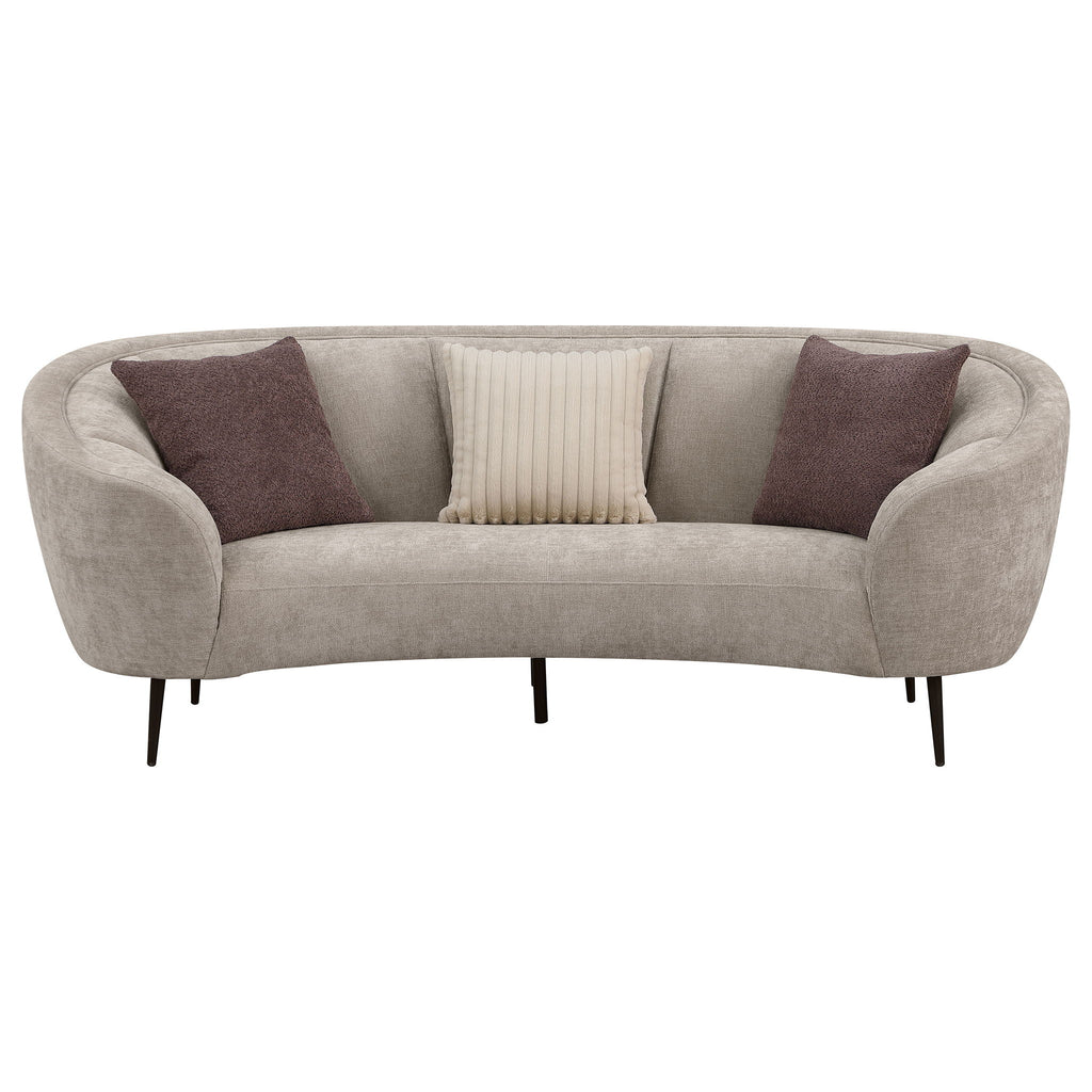 Aura - Upholstered Curved Sofa And Tapered Legs - Beige