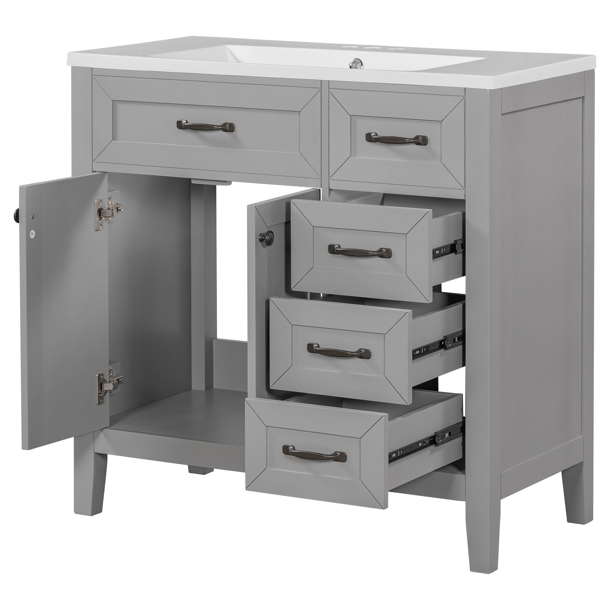 Modern Bathroom Vanity With Sink, Freestanding With Drawers And Doors