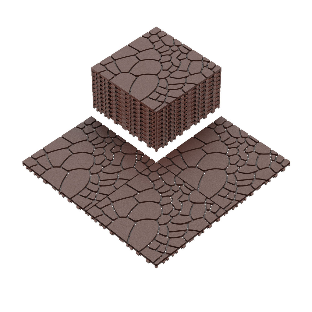 Stone Texture Patio Deck Tiles, 44 Pieces
